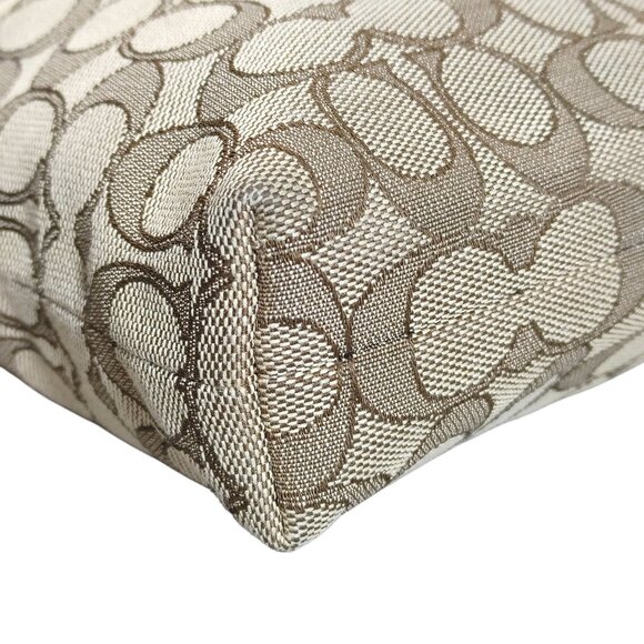 Coach Signature Print Crossbody Bag With Adjustable Strap In Tan/Brown Canvas & - Picture 14 of 16